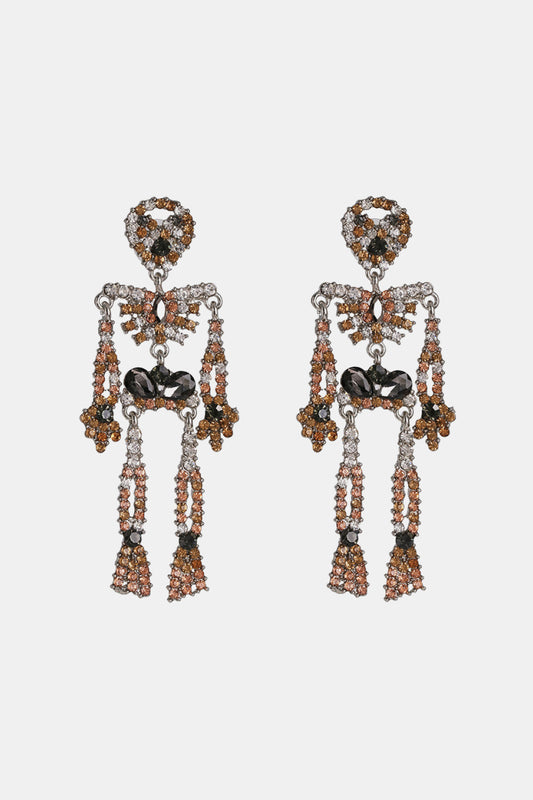 Skeleton Shape Glass Stone Dangle Earrings